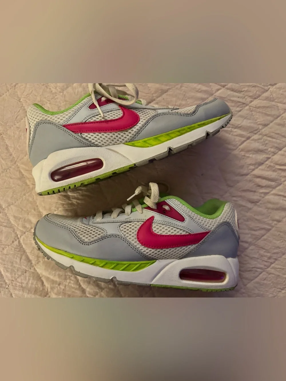 Nike Womens Sneakers with Pink Swoosh and Green Lining
